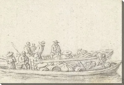 Картина Две загруженные баржи рядом