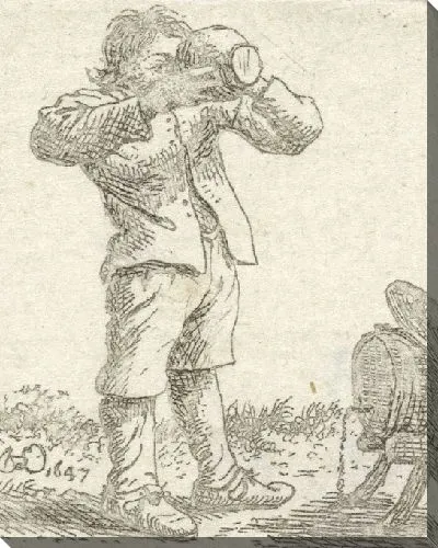 Картина Пьяный мужчина рядом с бочкой