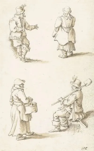Картина Мужчина, две женщины и мужчина с лопатой