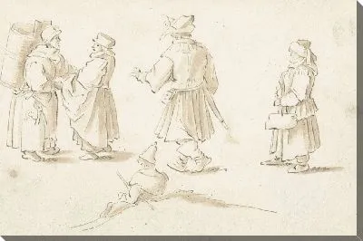 Картина Две женщины на рынке и еще три человека