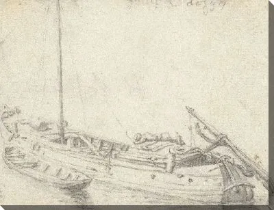 Картина Баржа боком с гребной лодкой