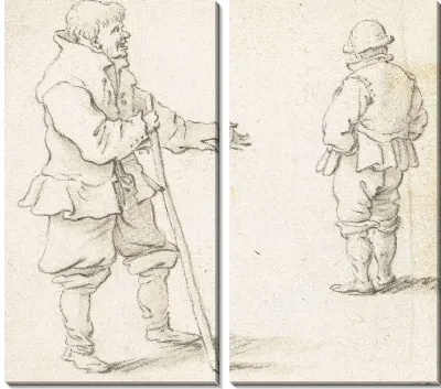 Человек с тростью и человек, увиденный сзади