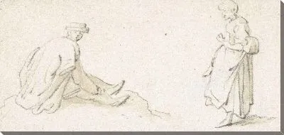 Картина Сидящий мужчина и стоящая женщина