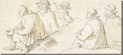 Картина Пять сидящих мужчин