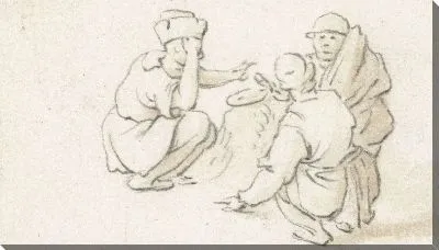 Картина Трое приседающих мужчин