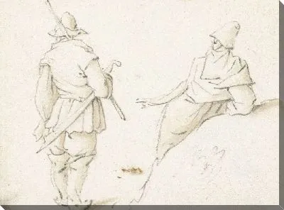 Картина Стоящий мужчина и мужчина, опираясь на кучу