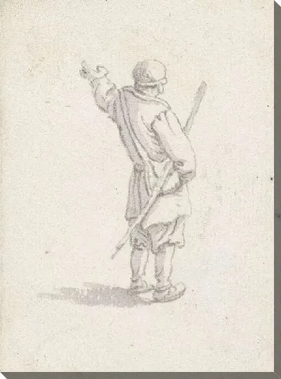 Картина Стоящий мужчина с тростью под мышкой