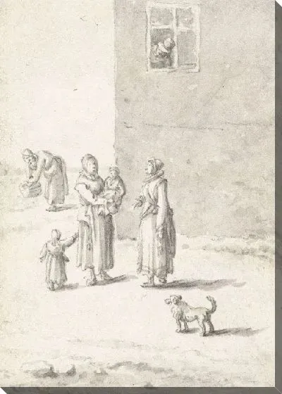 Картина Две женщины разговаривают перед домом