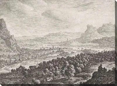 Картина Горный пейзаж с долиной реки