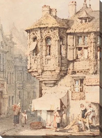 Картина Французская уличная сцена со средневековой башней