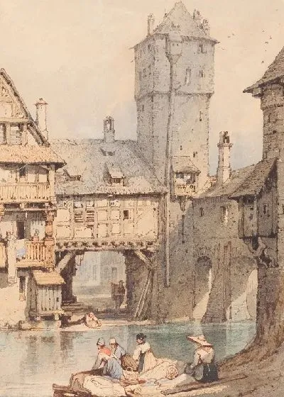 Картина Прачки перед Wasserturm, Нюрнберг