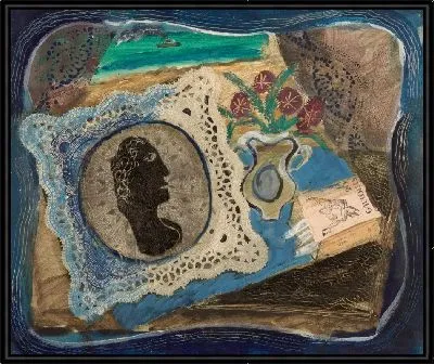 Коллаж, натюрморт с черной головой