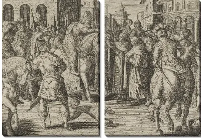 Картина Император Юстиниан получает первые импортированные яйца шелкопряда от несторианских монахов, лист 2 из «Введение шелкопряда» 