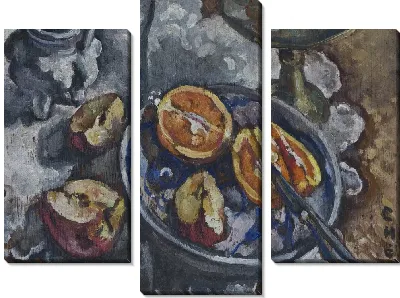 Картина Натюрморт с разрезанным яблоком и апельсином