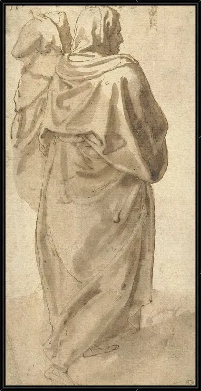 Картина Два стоящих монаха, наполовину увиденные сзади