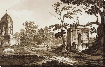 Картина Вид на памятник индуистам