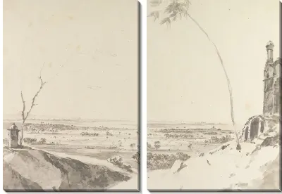 Картина Гробница и отдаленный вид на холмы Раджмахал