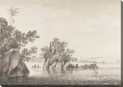 Картина Вид на уединенную скалу в реке Ганг в Джангере