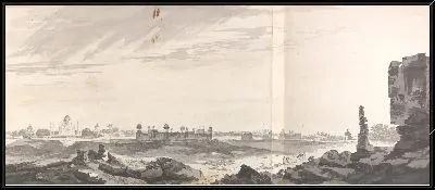 Картина Вид на руины в Агре и Тадж-Махал