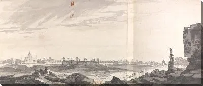 Картина Вид на руины в Агре и Тадж-Махал