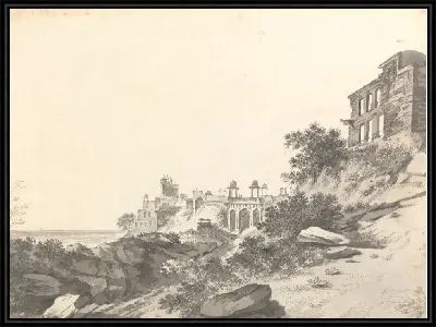 Вид на руины части дворца и мечети в Футти Бедный Сикри [Фатехпур Сикри]