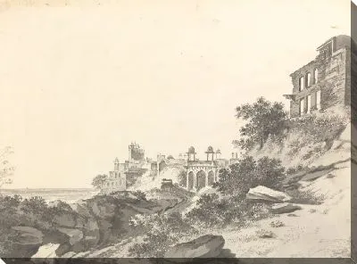 Вид на руины части дворца и мечети в Футти Бедный Сикри [Фатехпур Сикри]