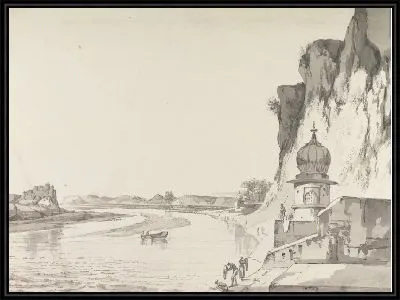 Картина Вид на Гауту в Этаве на берегу реки Джамны