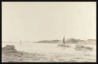 Картина Вид лодок на Ганге со слабым проспектом Чунаргарха