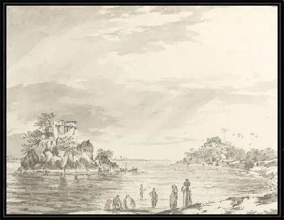 Картина Вид на остров Джангера в Султангандже с фигурами на переднем плане