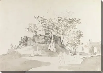 Картина Индийская гробница с фигурами на переднем плане и воротами на расстоянии