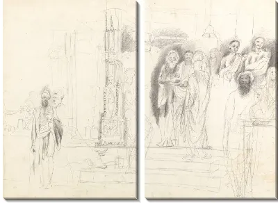 Брахманы перед храмом Виш Виша (Бишвар) в Бенаресе