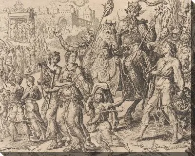 Картина Поющие и танцующие женщины встречают Саула и Давида после победы