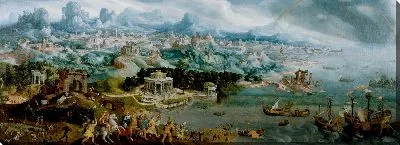 Картина Панорама с похищением Елены среди чудес древнего мира