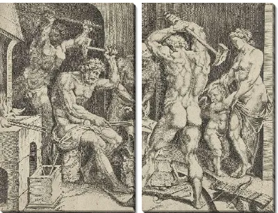 Картина Венера и Амор в мастерской Вулкана