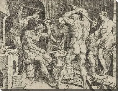 Картина Венера и Амор в мастерской Вулкана