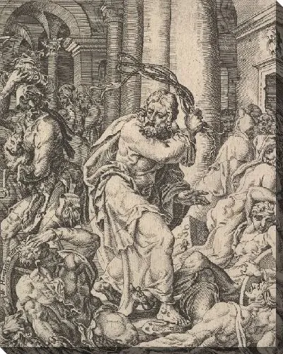 Картина Христос изгоняет менял из храма, из падения и спасения человека через жизнь и страсть Христа