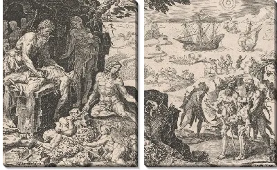 Картина Имперские войска, приносящие цивилизацию индейцам, из Побед императора Карла, плита 6