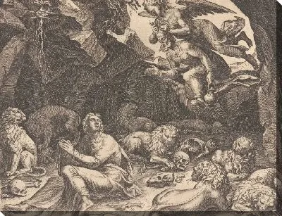 Картина Аввакум приносит еду Даниила в логово льва