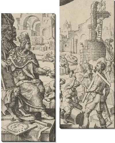 Картина Соломон, строящий храм, из истории Соломона