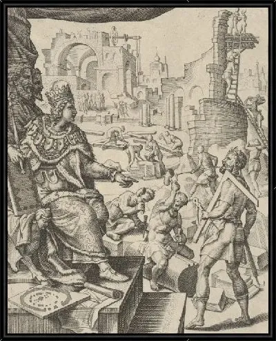 Картина Соломон, строящий храм, из истории Соломона