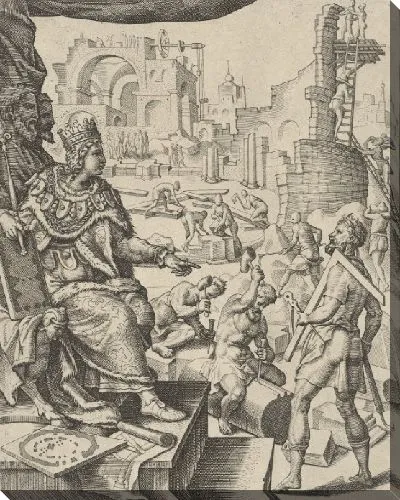 Картина Соломон, строящий храм, из истории Соломона