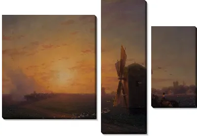 Картина Закат в степи