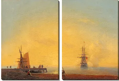 Картина На рейде . Вечер.