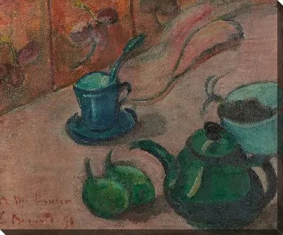 Картина Натюрморт с чайником, чашкой и фруктами 