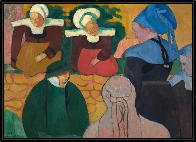 Бретонские женщины у стены 