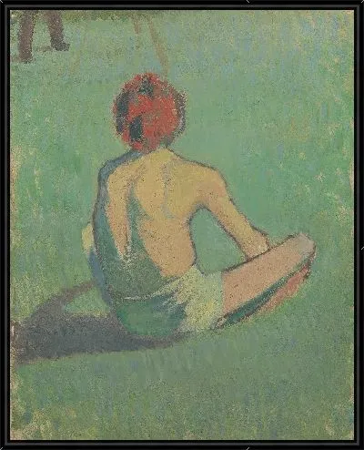 Картина Мальчик сидит в траве 