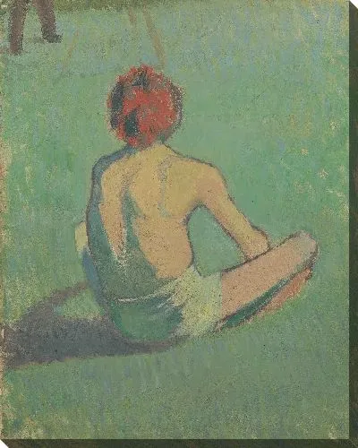 Картина Мальчик сидит в траве 