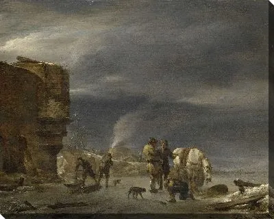 Картина На льду возле города 