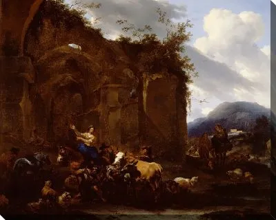 Картина Кузнец и крестьяне возле римских руин 