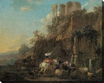 Картина Скалистый пейзаж с классическими руинами 